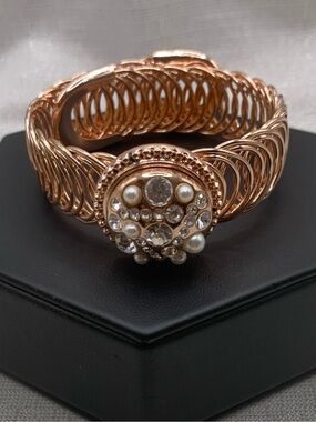 PEARL - Easiest On/Off Bracelet EVER! Rose Gold Snap Button Bracelet with Charm